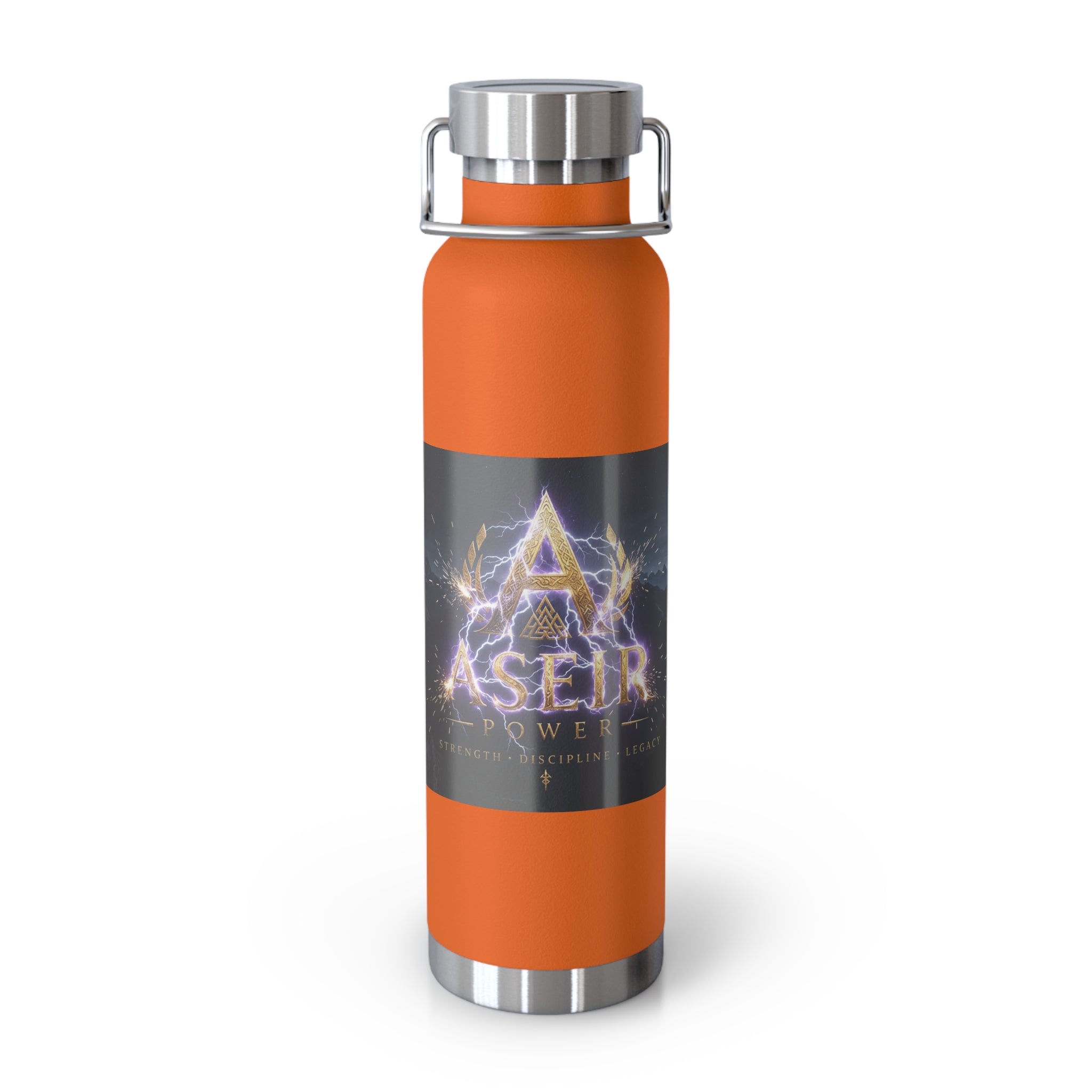 22oz Insulated Water Bottle — 'Aaseir' Lightning Logo Stainless Vacuum Flask
