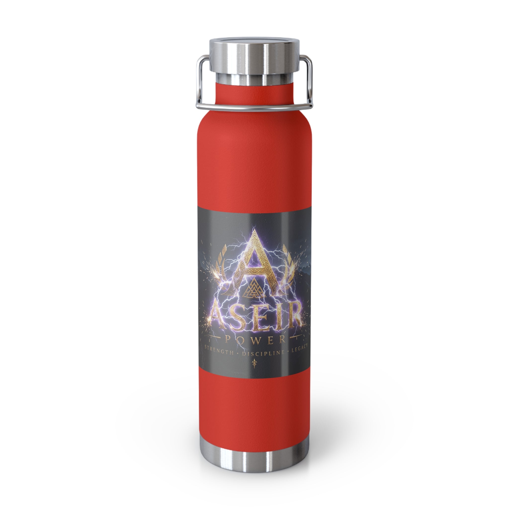 22oz Insulated Water Bottle — 'Aaseir' Lightning Logo Stainless Vacuum Flask