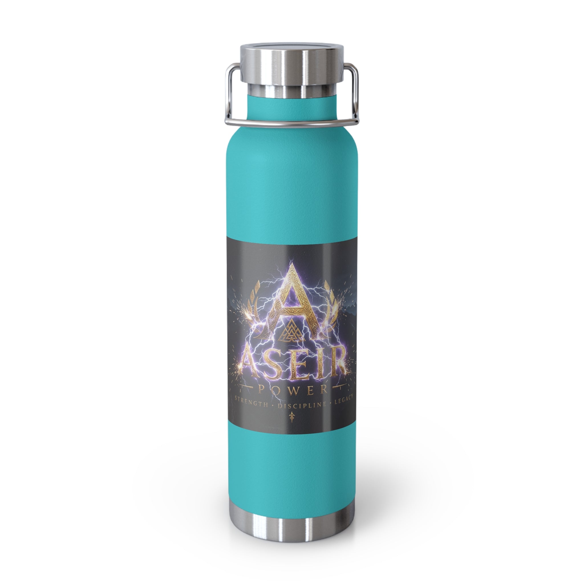 22oz Insulated Water Bottle — 'Aaseir' Lightning Logo Stainless Vacuum Flask