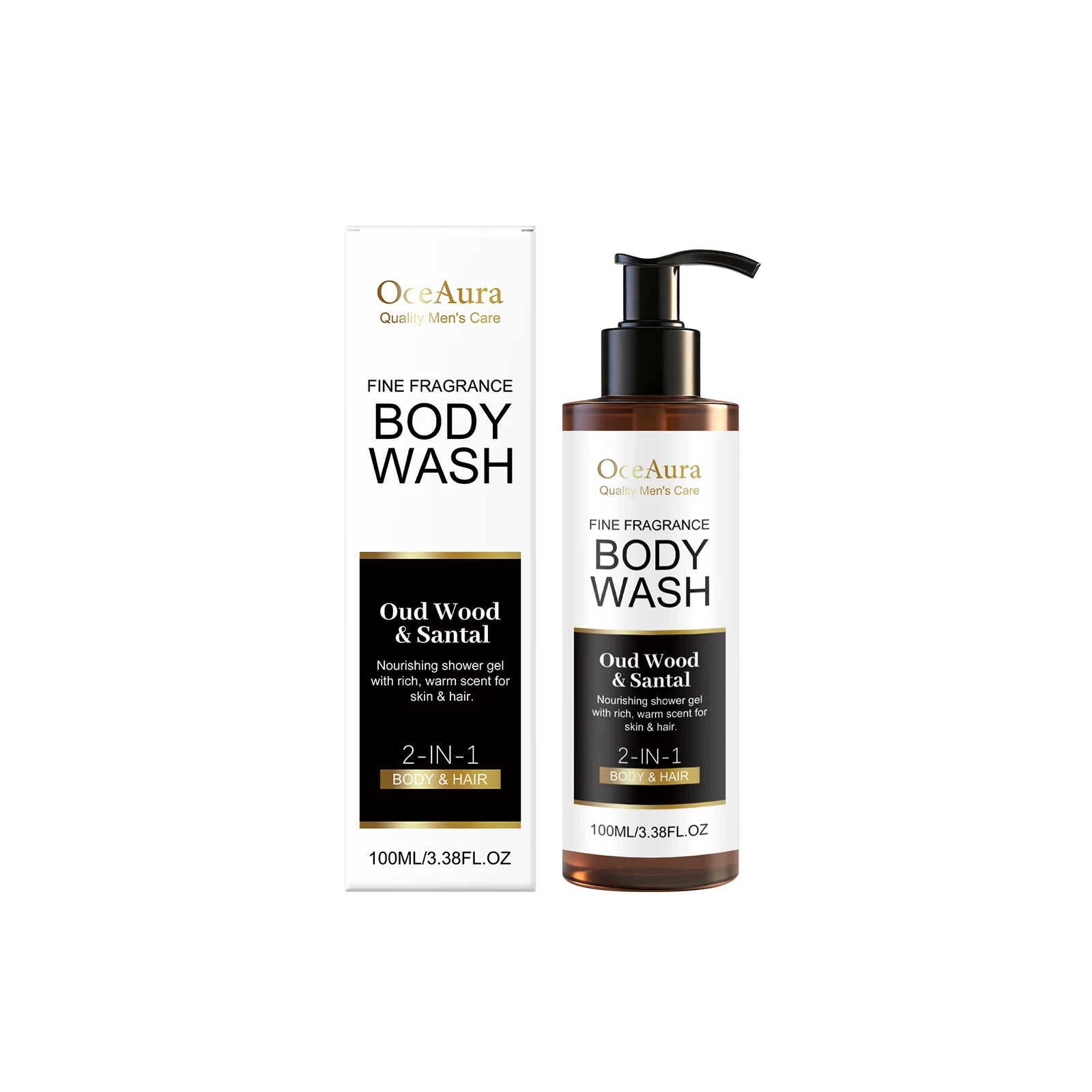 OceAura Sandalwood Body Wash – Long-Lasting Fragrance & Odor Control Shower Gel