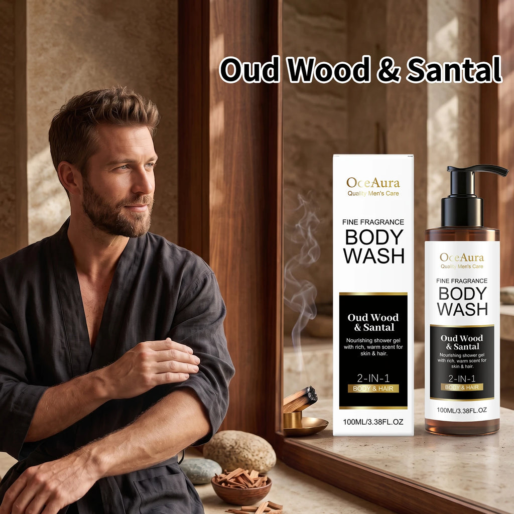 OceAura Sandalwood Body Wash – Long-Lasting Fragrance & Odor Control Shower Gel