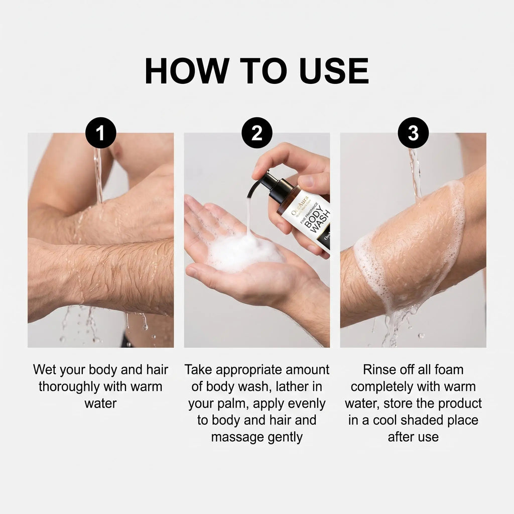 OceAura Sandalwood Body Wash – Long-Lasting Fragrance & Odor Control Shower Gel