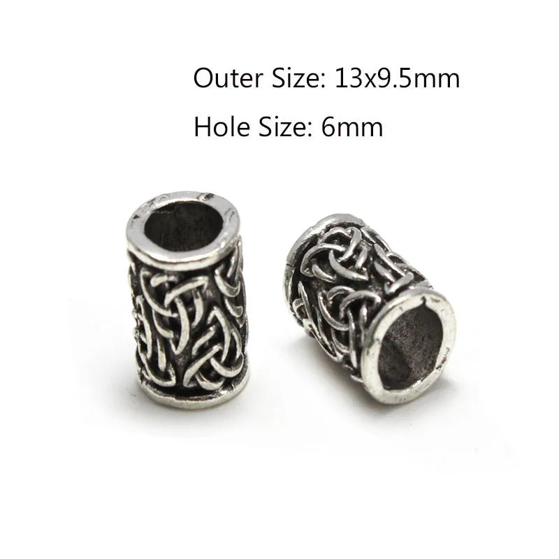 Skull Warrior Helmet Viking Rune Hair Braid Dreadlock Beard Beads Paracord Rope Knife Beads Pendant for Bracelet Keychain DIY