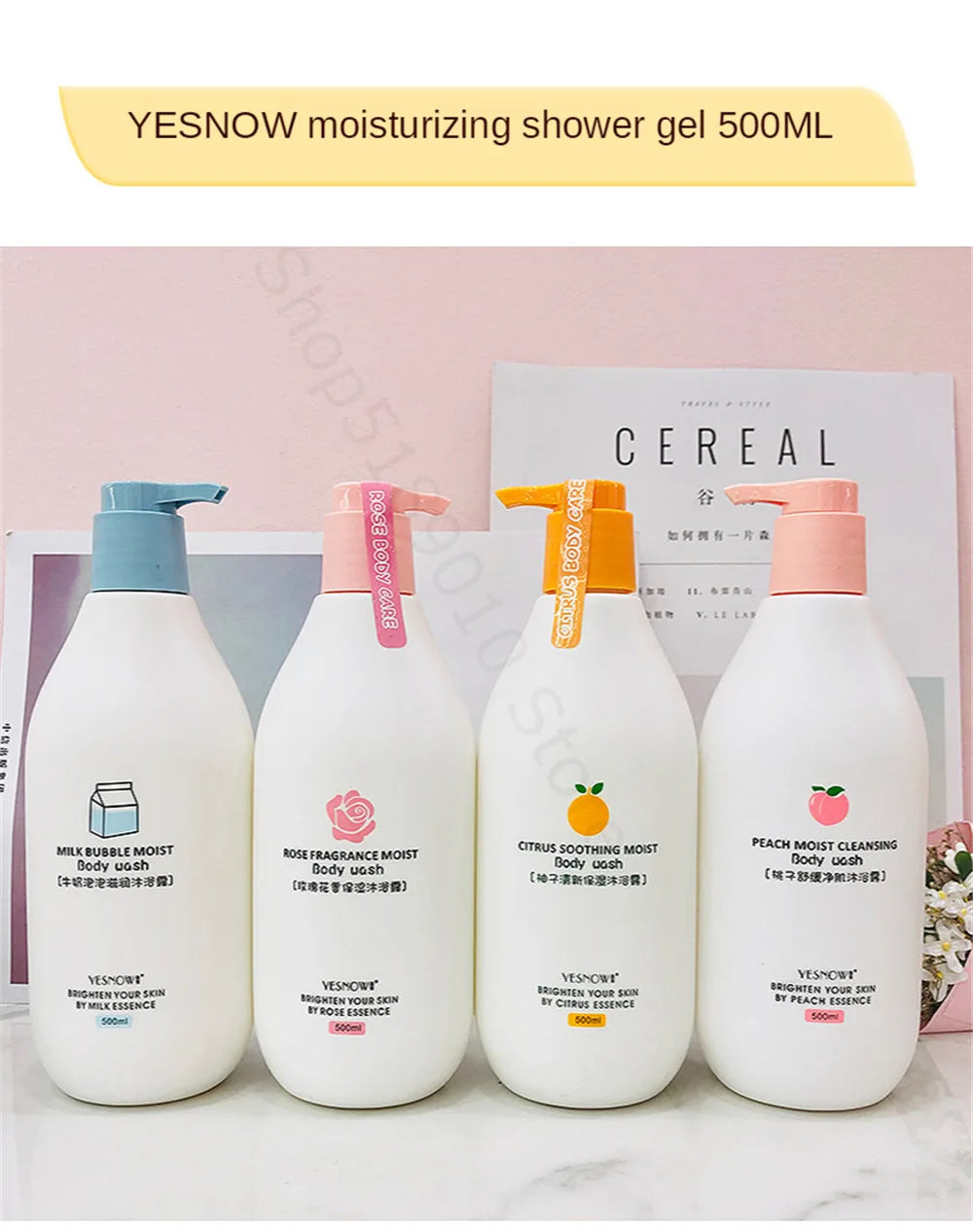 Fruit Fresh Moisturizing Bubble Body Wash 500ml Milk Citrus Peach Avocado Shower Gel Gentle Cleansing Skin Whitening Bath Lotion