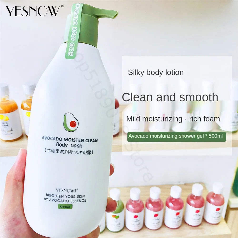 Fruit Fresh Moisturizing Bubble Body Wash 500ml Milk Citrus Peach Avocado Shower Gel Gentle Cleansing Skin Whitening Bath Lotion