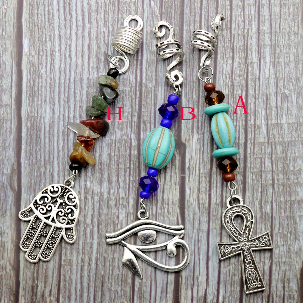 Women Personality Stone Beads Hair Dreadlock 12 Styles Loc Jewelry Pins Clips Beard Rings Rock Braiding Tube Cuffs Accessories