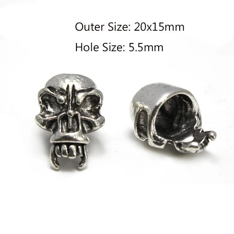 Skull Warrior Helmet Viking Rune Hair Braid Dreadlock Beard Beads Paracord Rope Knife Beads Pendant for Bracelet Keychain DIY