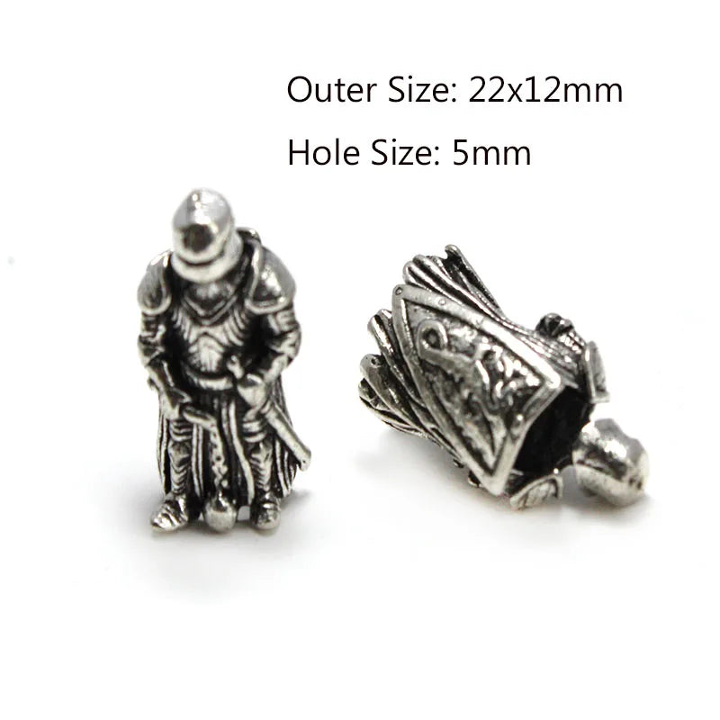 Skull Warrior Helmet Viking Rune Hair Braid Dreadlock Beard Beads Paracord Rope Knife Beads Pendant for Bracelet Keychain DIY