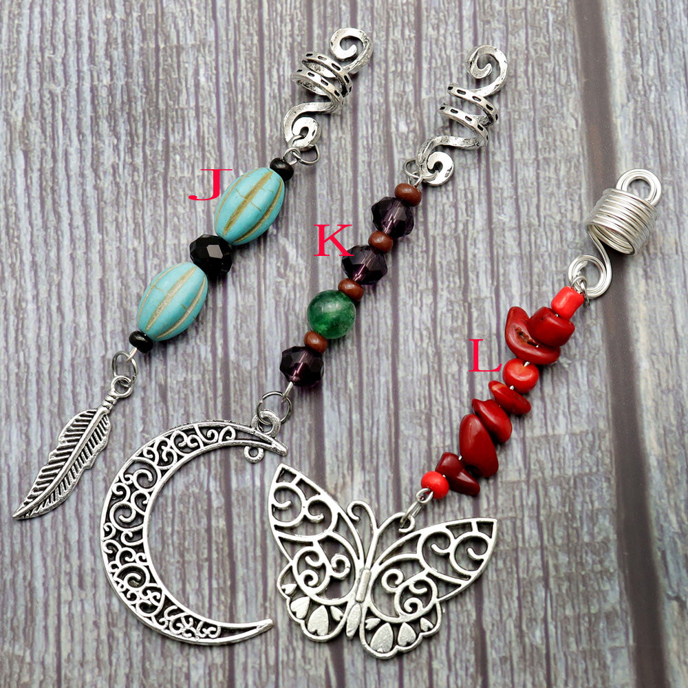 Women Personality Stone Beads Hair Dreadlock 12 Styles Loc Jewelry Pins Clips Beard Rings Rock Braiding Tube Cuffs Accessories