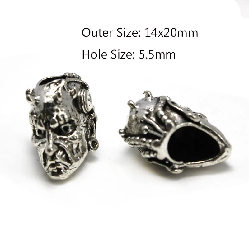 Skull Warrior Helmet Viking Rune Hair Braid Dreadlock Beard Beads Paracord Rope Knife Beads Pendant for Bracelet Keychain DIY