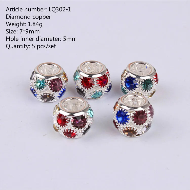5 Pcs Viking Beads 12 Kinds 5mm Silver Beads for Braiding Dreadlock Hair Decor Cuff Clip Beaded Hair Scrunchies Tibet Bead Tube