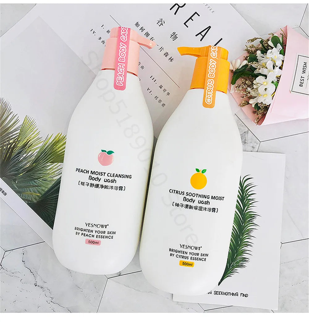 Fruit Fresh Moisturizing Bubble Body Wash 500ml Milk Citrus Peach Avocado Shower Gel Gentle Cleansing Skin Whitening Bath Lotion