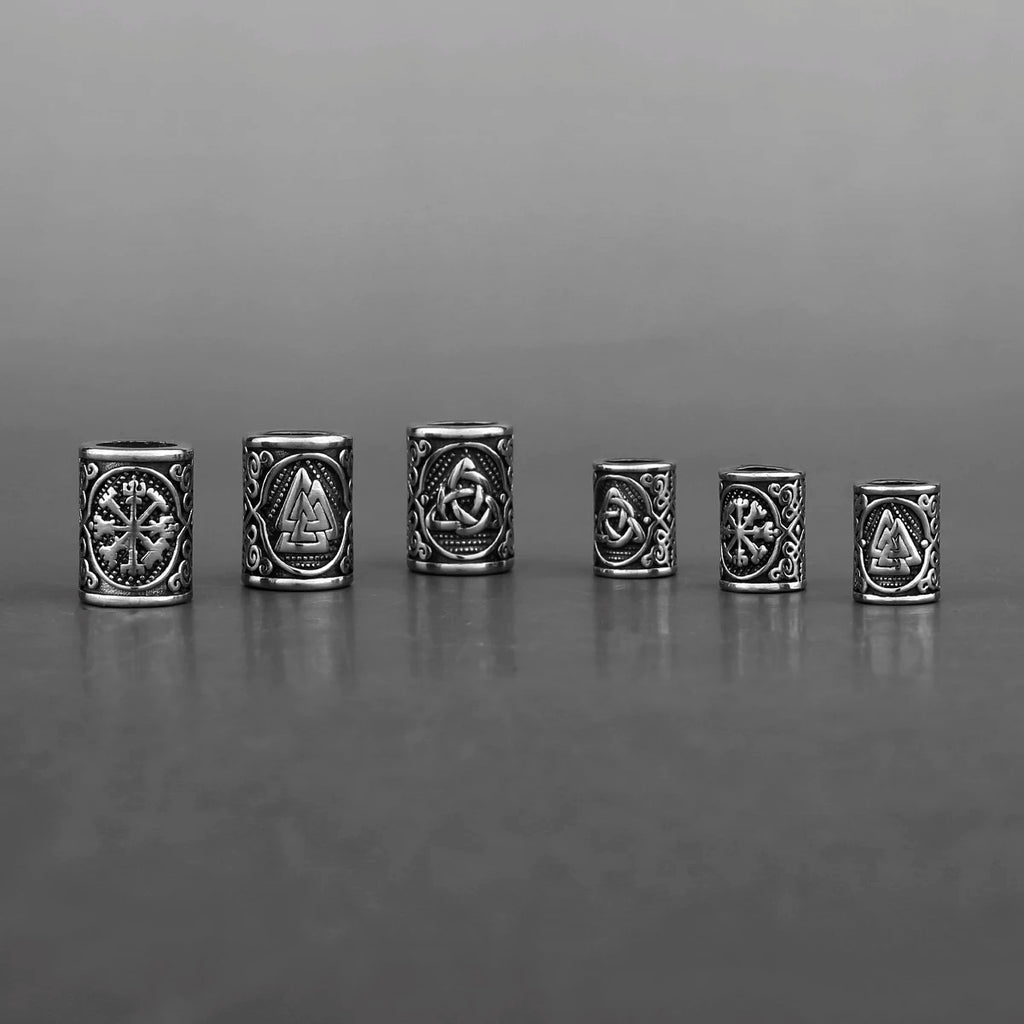 Stainless Steel Viking Rune Beads 6 Mm8mm Large Hole Hair Beard Beads Bracelet Small Jewelry Making Accessories Wholesale