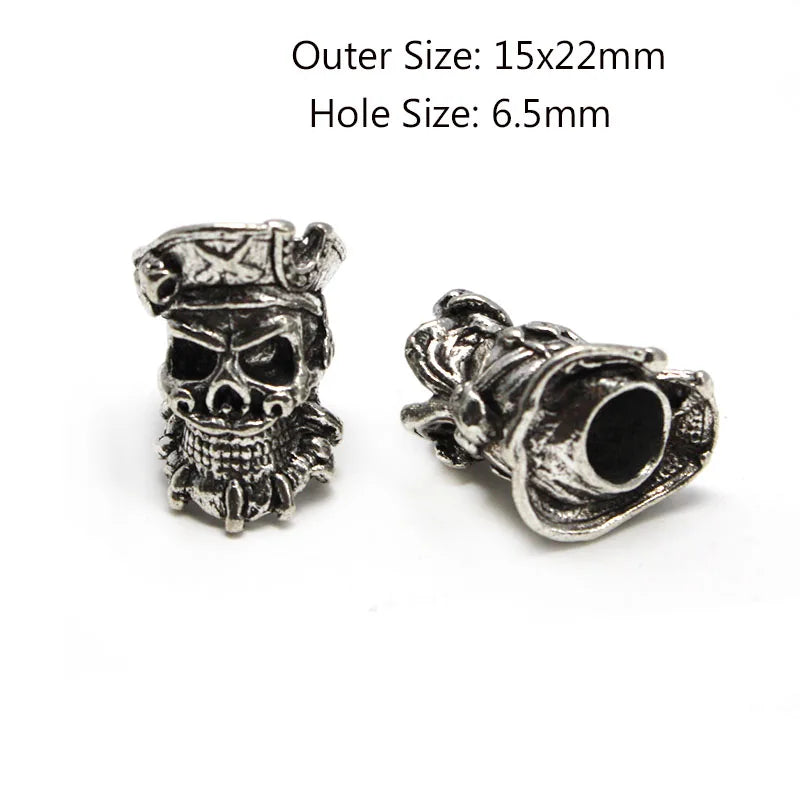 Skull Warrior Helmet Viking Rune Hair Braid Dreadlock Beard Beads Paracord Rope Knife Beads Pendant for Bracelet Keychain DIY