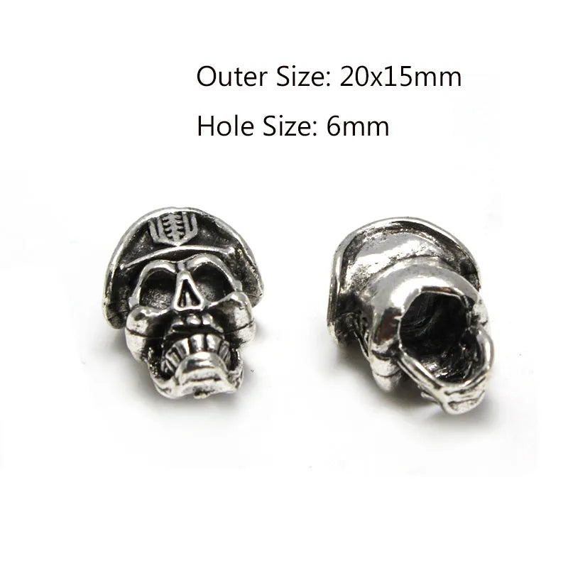 Skull Warrior Helmet Viking Rune Hair Braid Dreadlock Beard Beads Paracord Rope Knife Beads Pendant for Bracelet Keychain DIY