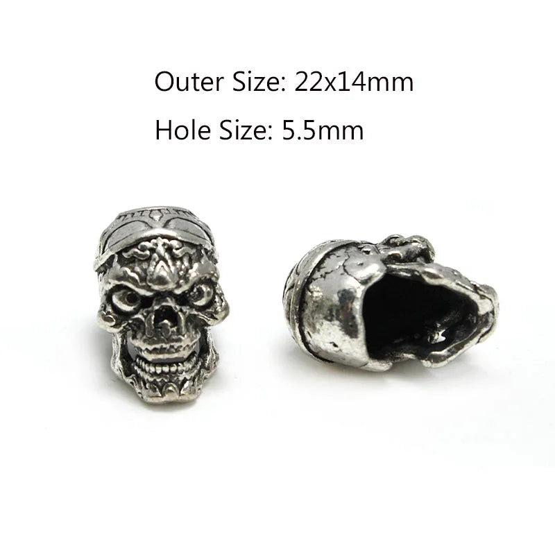 Skull Warrior Helmet Viking Rune Hair Braid Dreadlock Beard Beads Paracord Rope Knife Beads Pendant for Bracelet Keychain DIY
