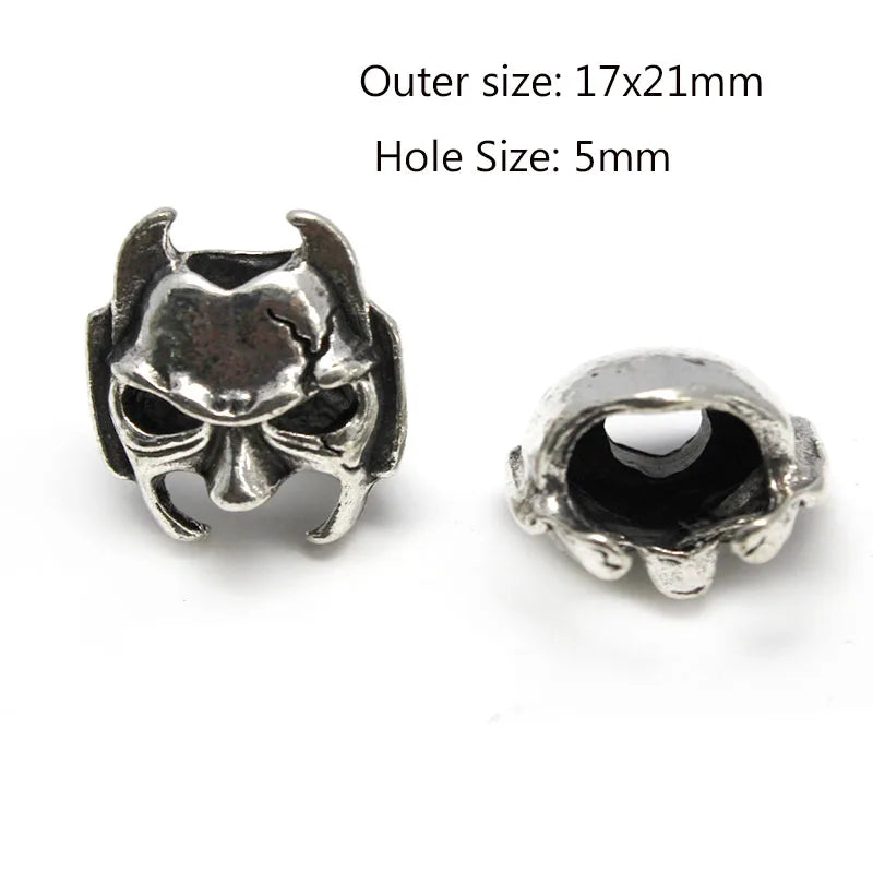 Skull Warrior Helmet Viking Rune Hair Braid Dreadlock Beard Beads Paracord Rope Knife Beads Pendant for Bracelet Keychain DIY