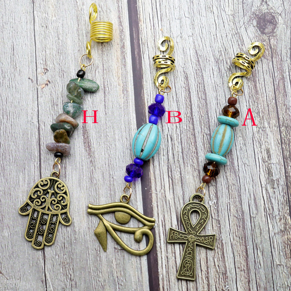 Women Personality Stone Beads Hair Dreadlock 12 Styles Loc Jewelry Pins Clips Beard Rings Rock Braiding Tube Cuffs Accessories