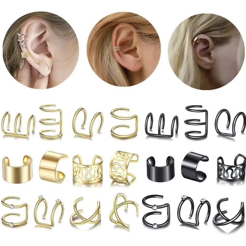 Fashion 1/12pcs Gold Silver Viking Hair Braids Dreadlock Non-Piercing Ear Clip Beard Beads Cuffs Clip Hair Accessories