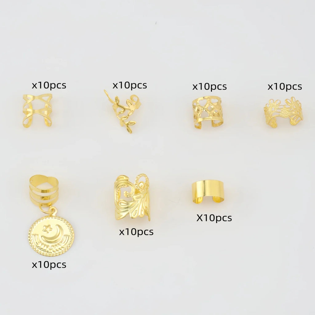 Golden and slivery Boho Hair Charms, Dreadlock Accessories, Bohemian Braids Beads, Viking Hair Jewelry, Hair Rings for Braids, H