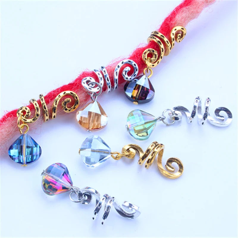 Vintage Braids Dreadlock Beard Beads Cuffs Clips for Hair Rings Adjustable Viking Hair Dread Women Accessories Fashion Jewelries