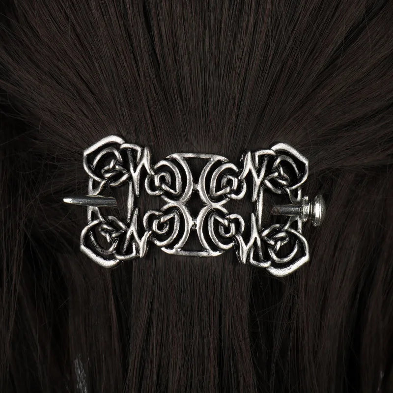 Viking Celtic Crown HairPins Clip Viking Hair Accessories Celtic Knot Hair Barrettes Antique Silver Hair Sticks Irish Hair Decor