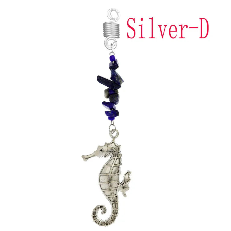 Women Personality Stone Beads Hair Dreadlock 12 Styles Loc Jewelry Pins Clips Beard Rings Rock Braiding Tube Cuffs Accessories