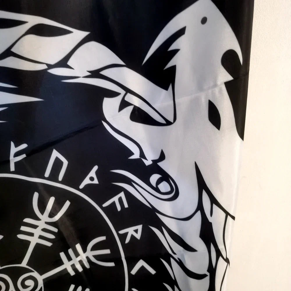 Viking Pirate Flag 90x150cm - Heavy-Duty Polyester Outdoor Banner, Fade Resistant  Decor for Nautical/Home Theater Wall Hanging