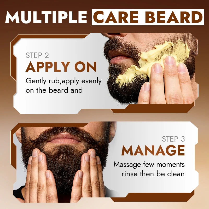 SADOER Men's Beard Growth Set, Gentle Nourishment, Sandalwood Beard Oil, Beard Balm, Beard Shampoo, Scissors, Comb, Brush