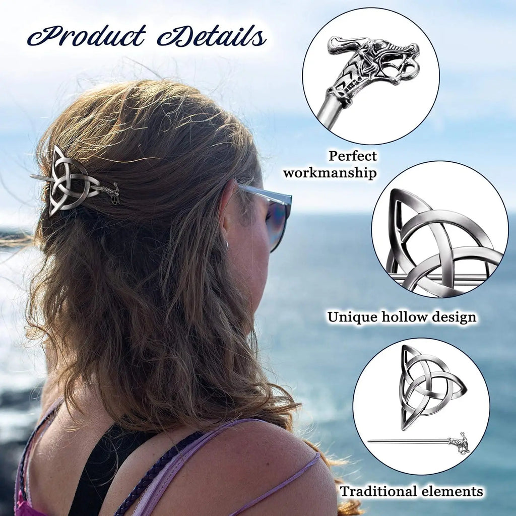 Viking Celtic Crown HairPins Clip Viking Hair Accessories Celtic Knot Hair Barrettes Antique Silver Hair Sticks Irish Hair Decor