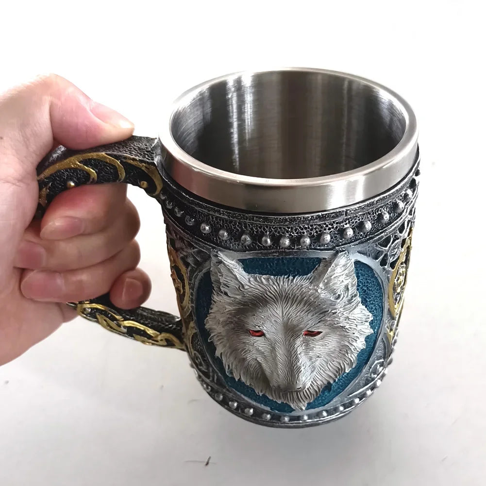 Viking Barrel Beer Mug — Double Wall Insulated Stainless Steel, 500ml