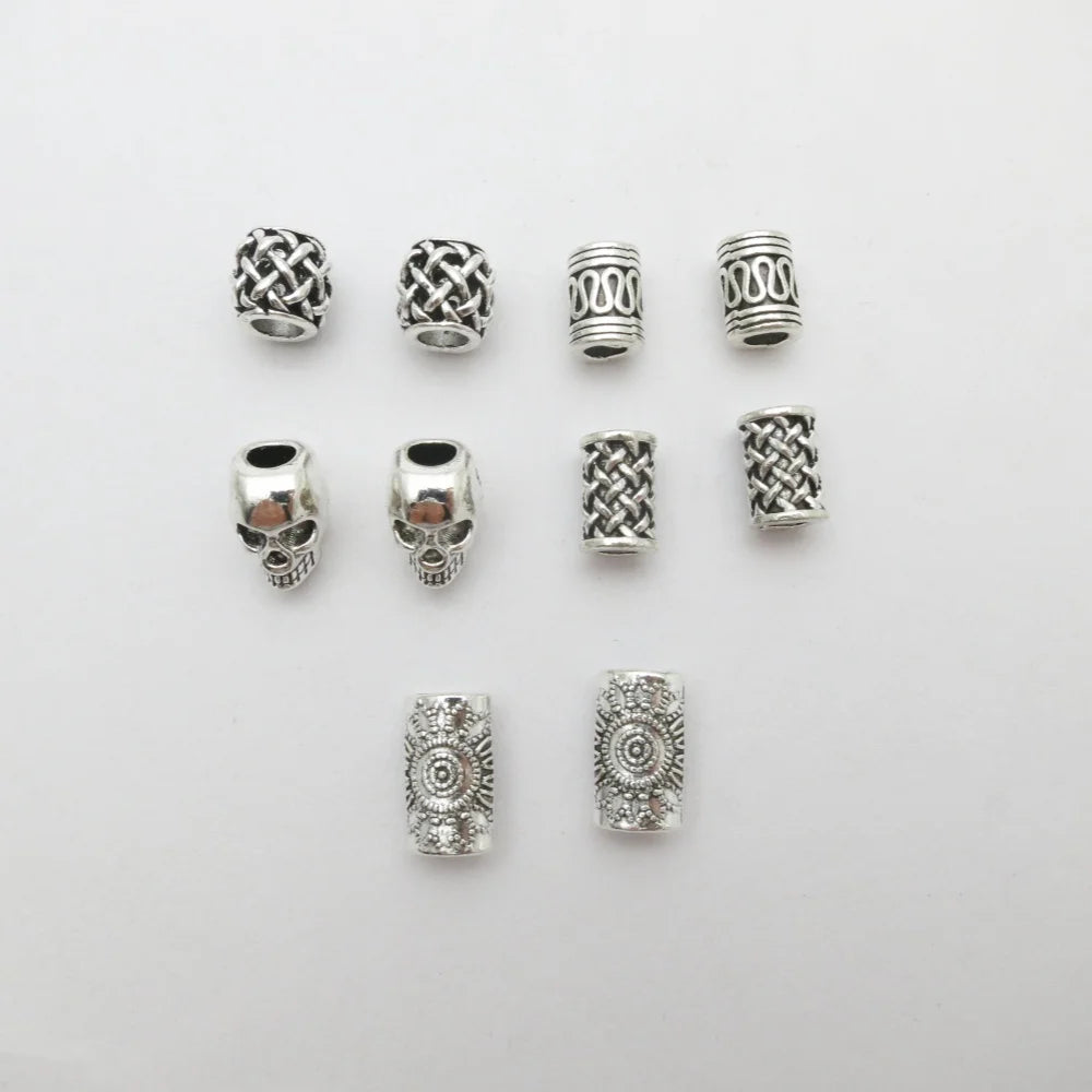 10pcs Skull Helmet Viking small Hole Beads Hair Braid Dreadlock Beard Bead Pendant DIY Necklace For Jewelry Accessory