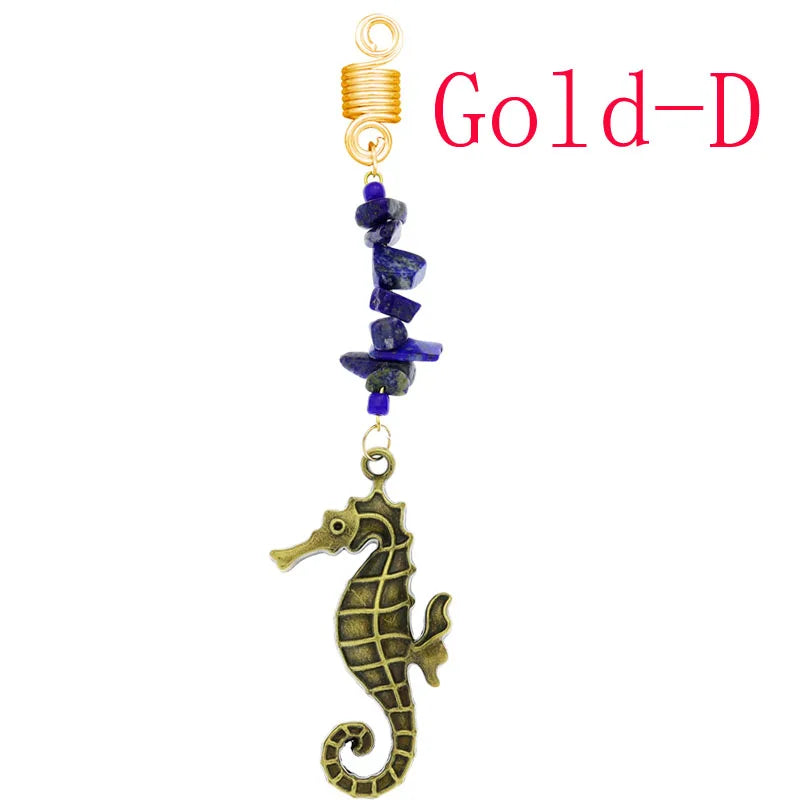 Women Personality Stone Beads Hair Dreadlock 12 Styles Loc Jewelry Pins Clips Beard Rings Rock Braiding Tube Cuffs Accessories