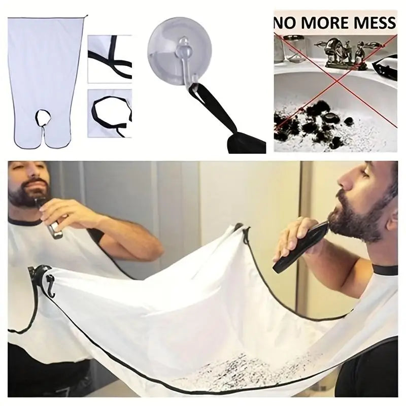 Men's Beard Bib Hair Catcher for Shaving, Grooming Apron with Mirror Cover for Easy Clean Up, Hair Styling Tool for Men