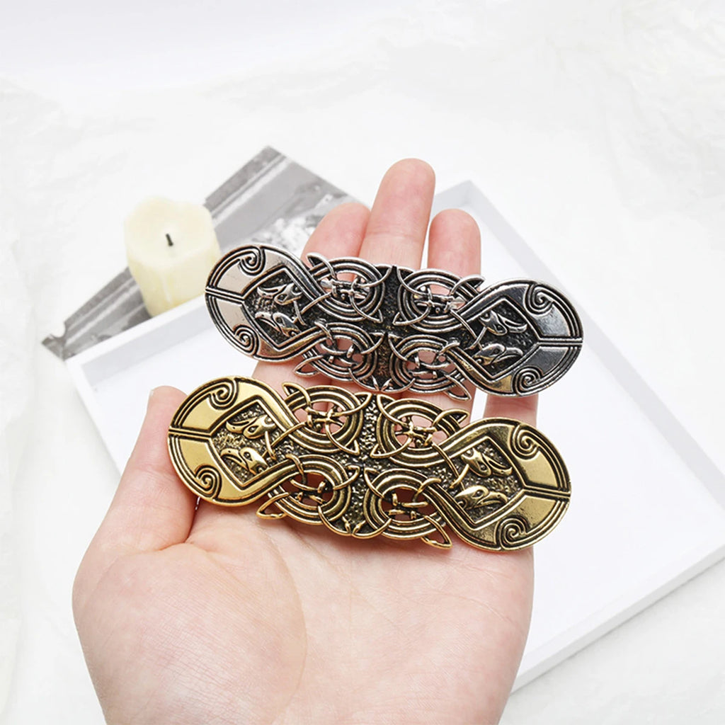 Retro Vikings Celtics Knot Hairpin Women Metal Irish Hindu Symbol Hair Decor Barrette Long Hair Design Female Jewelry