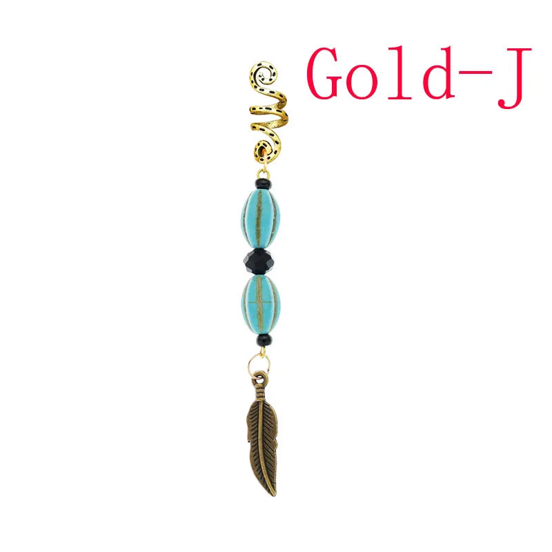 Women Personality Stone Beads Hair Dreadlock 12 Styles Loc Jewelry Pins Clips Beard Rings Rock Braiding Tube Cuffs Accessories