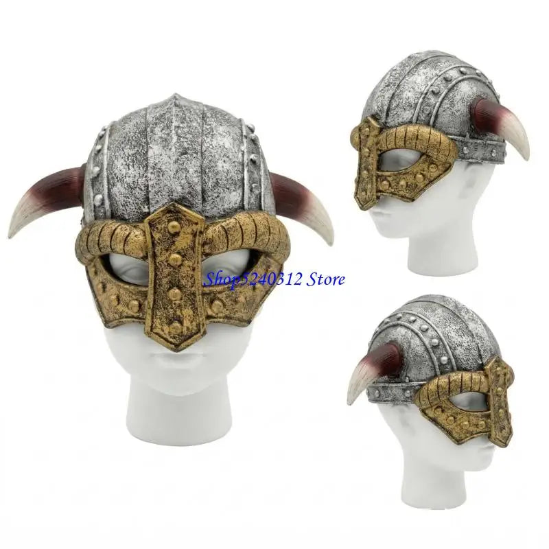 634C Medieval Vikinges Age Horned Vikinges Helmets Berserkers Soldier Warrrior Costume Hat Sallet Toy Halloween Cosplay LARP