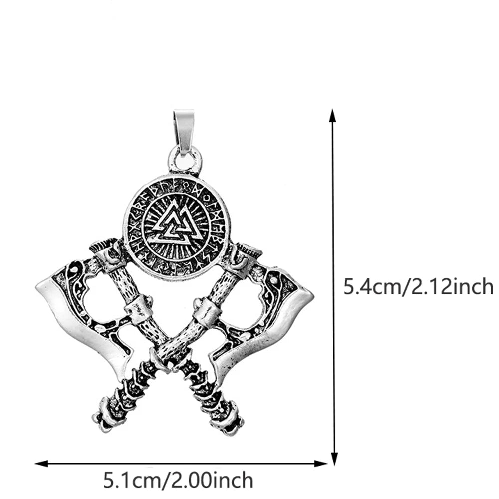 Nordic Viking Warrior Double Axe Men's Pendants Personalized and Dominant Series Odin Rune Pendant DIY Necklace Accessories