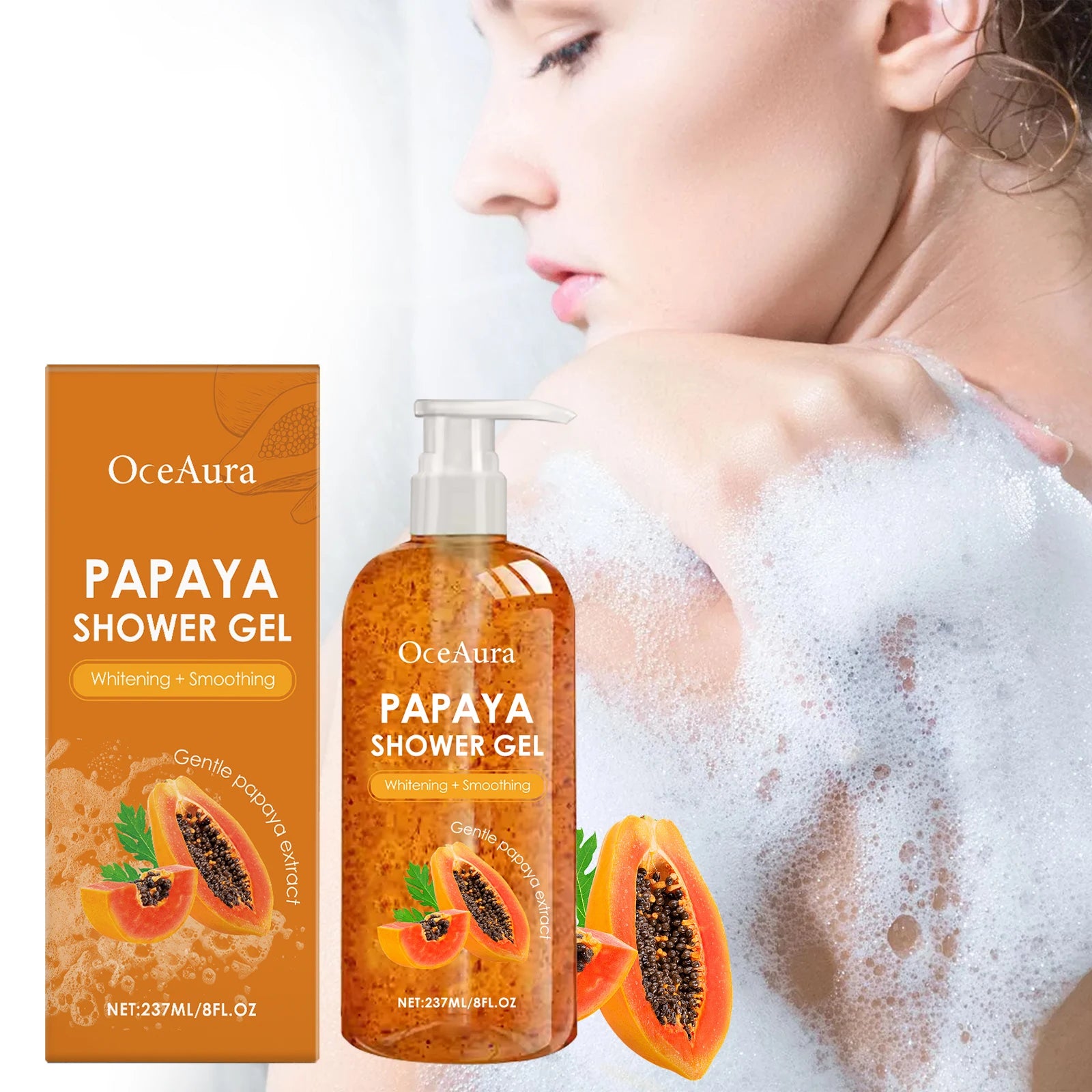 OceAura Papaya Shower Gel – Whitening, Brightening & Moisturizing Body Wash