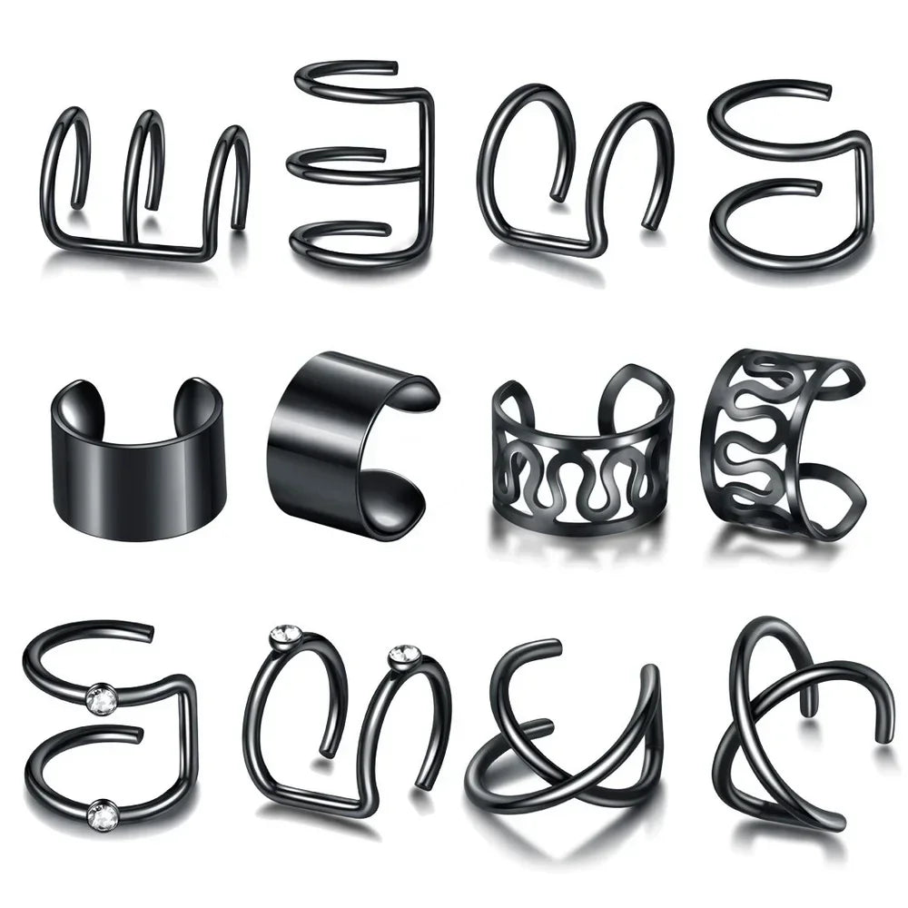 Fashion 1/12pcs Gold Silver Viking Hair Braids Dreadlock Non-Piercing Ear Clip Beard Beads Cuffs Clip Hair Accessories