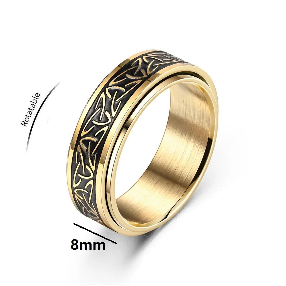 Viking Script Fidget Spinner Rings For Men Anti Anxiety Worry Stress Relief Anti Stress Rotating Ring Finger Anillo Antiestres