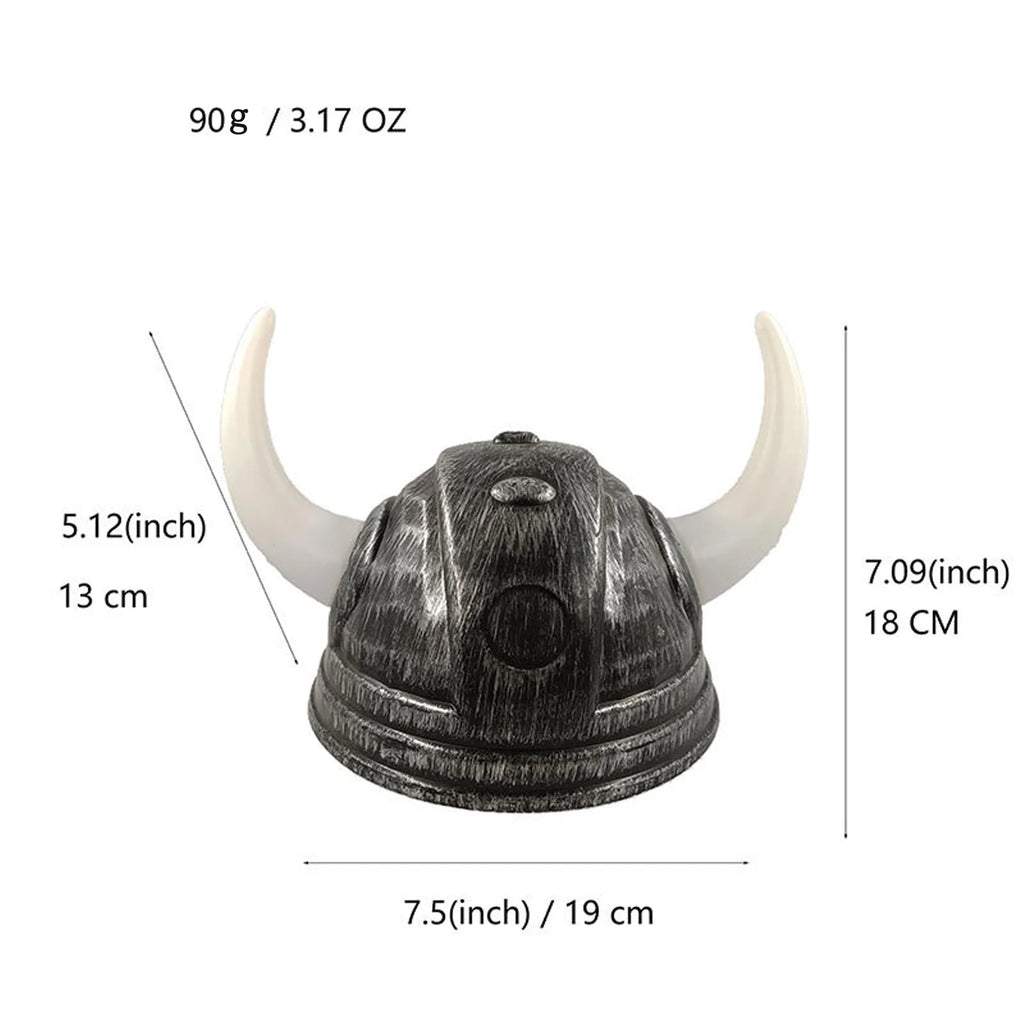 Adult Men Women Viking Horn Hat Helmet with Braids Plastic Medieval Warrior Knight Hat Halloween Cosplay Masquerade Ox Decors