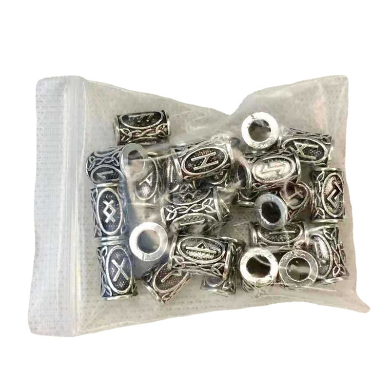 24 pcs Viking Runes Set Loose Beads Spacer Beads For Hair Braid Dreadlock Beads DIY Jewelry Making
