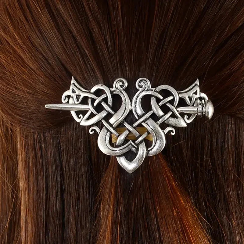 Viking Celtic Crown HairPins Clip Viking Hair Accessories Celtic Knot Hair Barrettes Antique Silver Hair Sticks Irish Hair Decor