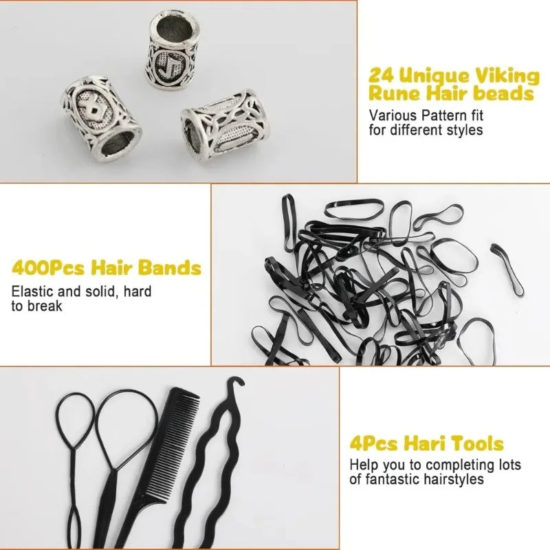 New for Jewellery DIY Pendant Necklace Hair Tool Set ,Beard Beads Set Viking Piece, Viking Beard Beads Nordic Hair Accessories