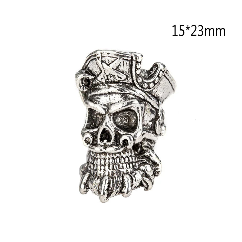 1piece Skull Helmet Viking Rune Big Hole Beads Hair Braid Dreadlock Beard Bead Pendant DIY Bracelet Necklace for Jewelry Making