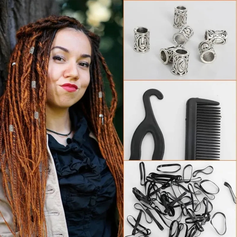 New for Jewellery DIY Pendant Necklace Hair Tool Set ,Beard Beads Set Viking Piece, Viking Beard Beads Nordic Hair Accessories
