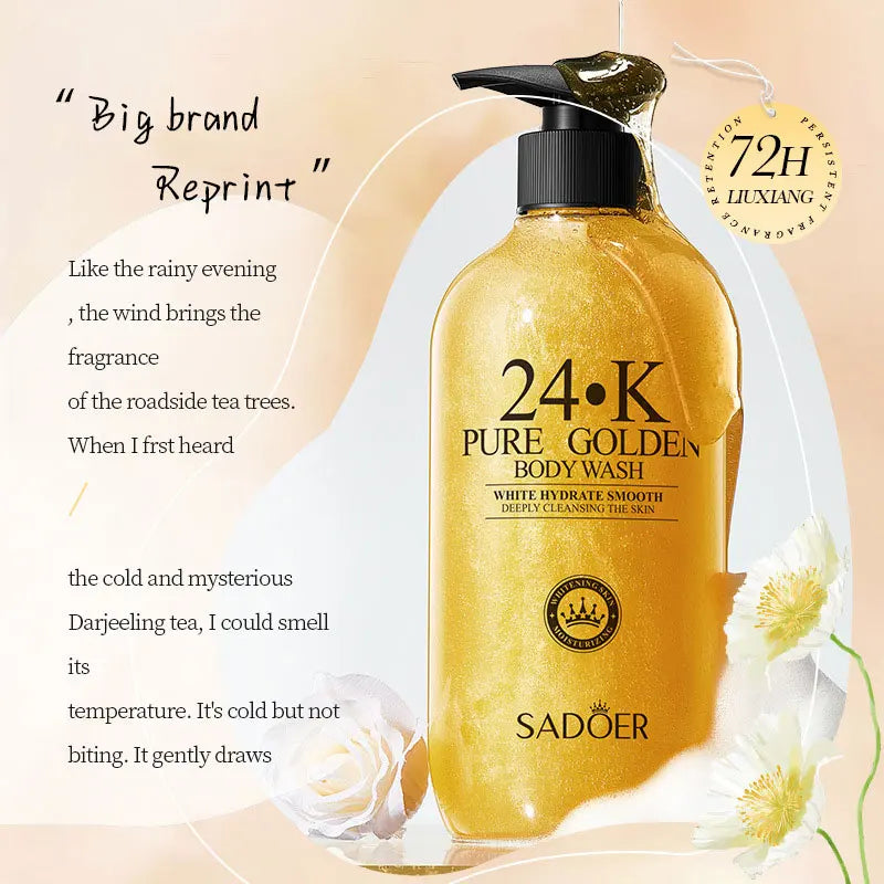500ml24KPure Gold Body Wash Clean Long Lasting Fragrance Bath Foam Foam Bath Liquid Body Wash Shampoo Moisture Skin Clean