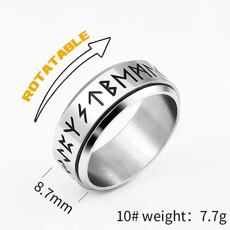 Viking Script Fidget Spinner Rings For Men Anti Anxiety Worry Stress Relief Anti Stress Rotating Ring Finger Anillo Antiestres
