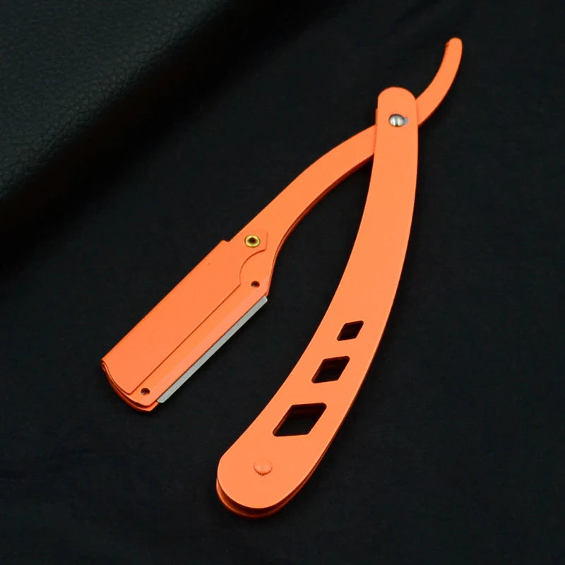 Men Shaving Barber Tools Hair Razor and Blades Antique Black Folding Shaving Knife Unisex Hair Removal (Without Blade)
